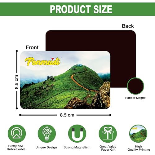 Image of Elegant Fridge Magnet with Themes |Rectangular Size Refrigerator Magnet with Magnetic Rubber Back | Pack of 1, 8.6cm X 5.4cm (Ponmudi)