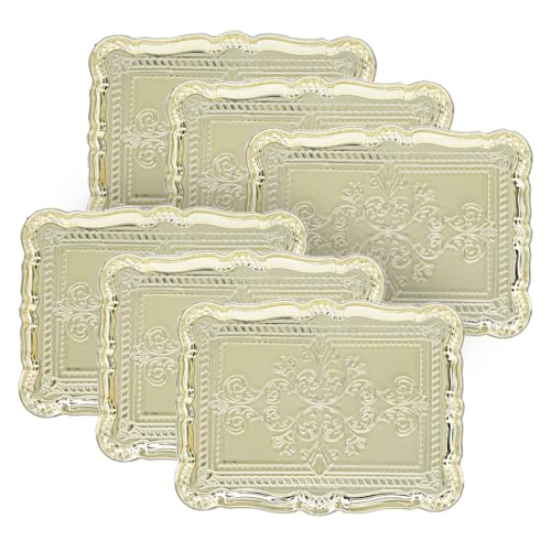 Platos decorativos rectangulares dorados, 11.8 x 9.1 pulg, pack 6 miniatura 2