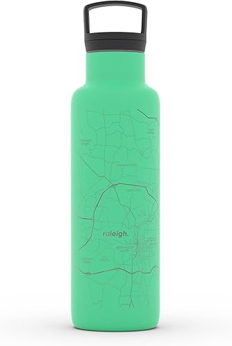 Miniatura 84 de Well Told Botella de agua aislada con mapa de Washington DC grabado, botella de acero inoxidable grabada (21 onzas, blanco) botella aislada de mapa
