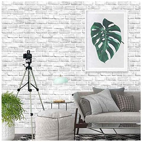 Grey and White Brick Peel and Stick Wallpaper Roll, Self Adhesive Brick Contact Paper for Walls 17.7 x 78.7 inches