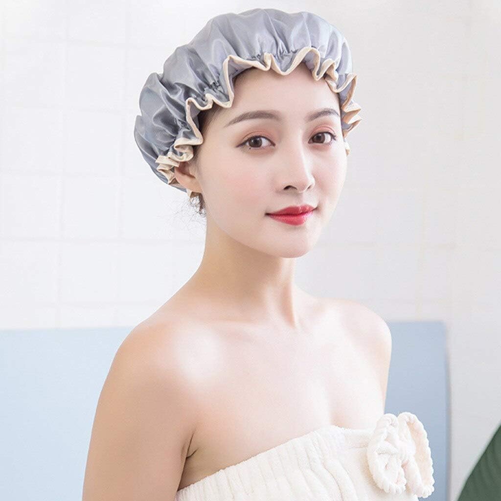 LDG WARE Women Waterproof Shower Cap, Free Size (Quantity-5, Golden Border) 4
