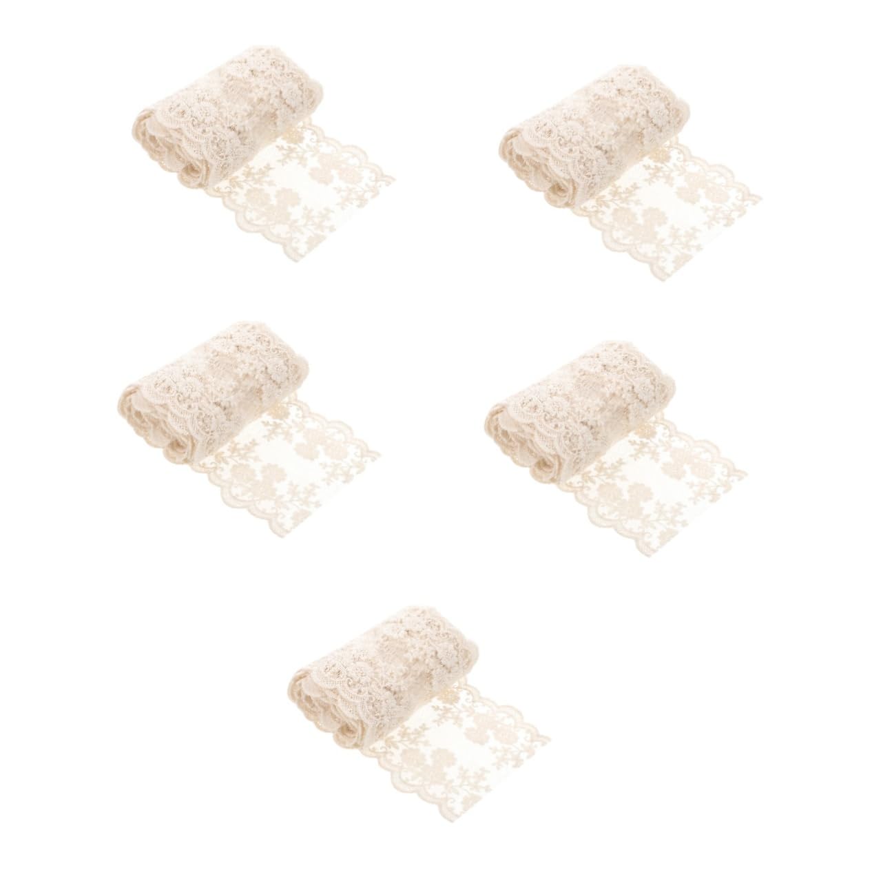 NUOBESTY 5rollos Encaje De Flores Bordado Para Metros De Encaje Sin Elasticidad Para Decoración De Vestidos y Manualidades