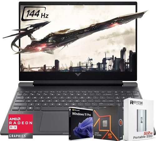 Image of HP 2024 Victus 15.6 inch 144Hz FHD Gaming Laptop, 6-Core AMD Ryzen 5 7535HS (>i7-11800H), Radeon RX 6550M (>RTX3050), Backlit KB, DTS X Ultra, W /512GB PSD, Windows 11 PRO(32GB GDDR5|1TB SSD)