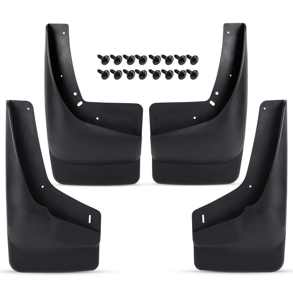 PIT66 Heavy Duty Molded Mud Flaps Mud Guards Splash Compatible with Chevy 1999-2007 Silverado Replacement for GMC Sierra Front+Rear Splash Guards Mudguards