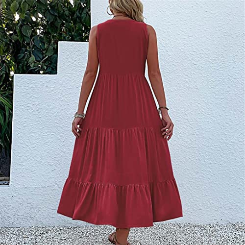 Robe longue d'été chic col en V finitions soignées noir S - 2