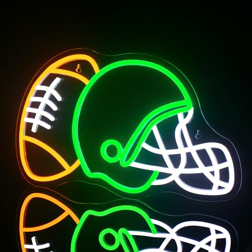 Image of WLHOPE Football Neon Sign Helmet Neon Signs, Helmet Led Signs, Neon Signs for Wall, Football Neon Light up Signs for Boys Bedroom Game Room Rugby Sports Party Office College