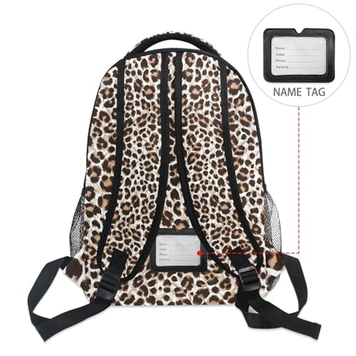 ALAZA Leopard Cheetah Print Animal Backpack Purse with Multiple Pockets Name Card Personalized Travel Laptop Book Bag, Size M/16.9 inch4
