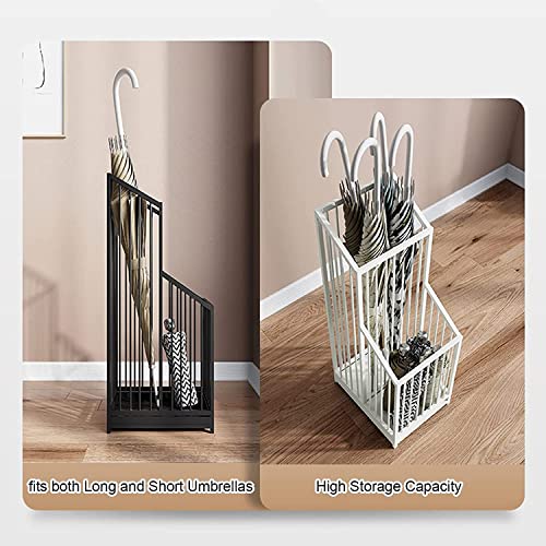 Suporte de guarda-chuva de metal, suporte de guarda-chuva retangular interno com bandeja de gotejame