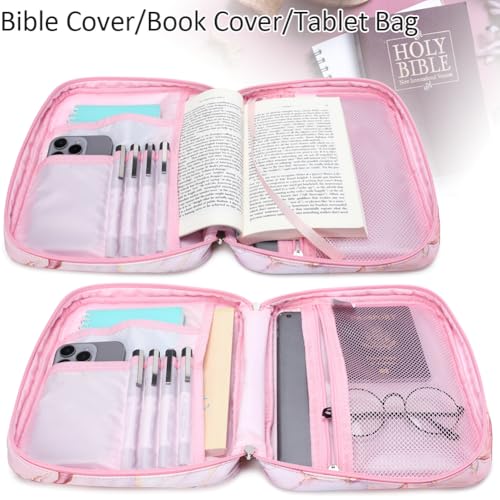 Meisohua Bible Cover for Women Bible Carrying Case for Women Girls Bible Bag Book Cover Scripture Church Bag with Durable Handle Water Resistant Bible Organizer Bag — view 5