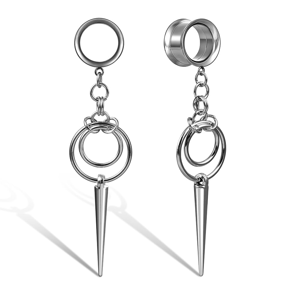 Earblity 1 pair ear weights DIY Dangle Ear Plugs Tunnels Daily 316 Stainless Steel Ear Gauges Expander Stretcher Piercing Body Silver Jewelry 0g-5/8