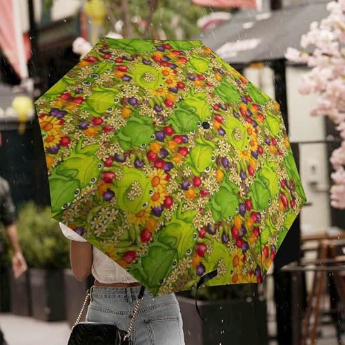 Parapluie pliable grenouille coupe-vent et robuste à ouverture manuelle