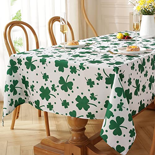 St Patricks Day Tablecloth Rectangle,Shamrock Green Table Cloths Lucky Leaves Spillproof Wrinkle Resistant Waterproof Soft Polyester Oblong Table Cover Decorations For Dining Kitchen (60"X84") #TOP4