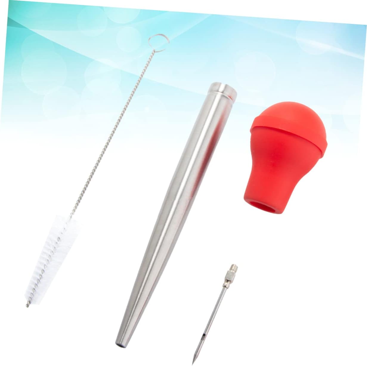OUNONA 1Set Turkey Baster with Drip Oil Seasoning Tube Red Barbecue Pump Needle Tools for Flavor and Marinade Enhancement Home and Restaurant