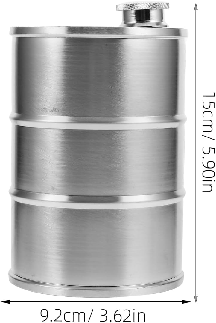 OUNONA 304 Stainless Steel Oil Barrel Flask 25Oz Metal Liquor Bottle Leak-Proof Portable Container for Camping Travel Outdoor Use