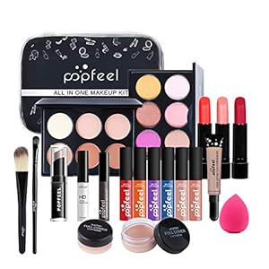 MKNZOME Professionele make-up-set, 20 stuks, met make-uptas, draagbare reis-make-up-paletten, cosmetica, oogschaduw, lipgloss, verjaardag, Kerstmis, cadeauset