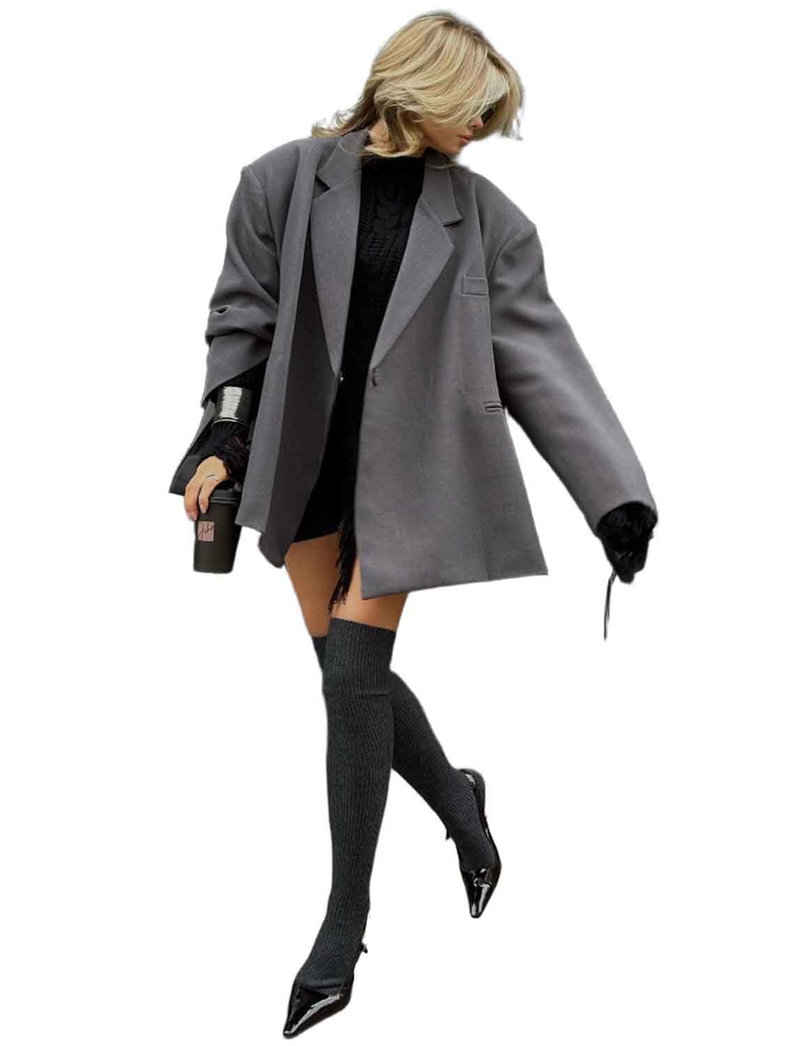 Donna Smoking Giacca Notch Risvolto Vestito Blazer per Homecoming Uniforme