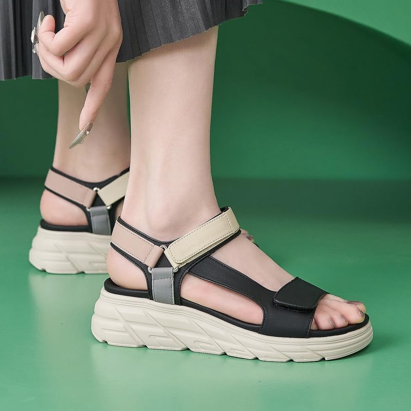 Walking Sandals for Women Adjustable Hook & Loop Comfortable Platform Non-Slip Beach Water Sports Sandals