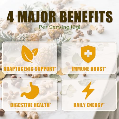 Pineapple Ginger Shots, Ginger Powder | Turmeric Supplement, Magnesium, Vitamin C, D, B12 | Digestive Health & Antioxidant | Gluten Free, Non-GMO | 6.35 Oz, Spoon Provided - Image 6