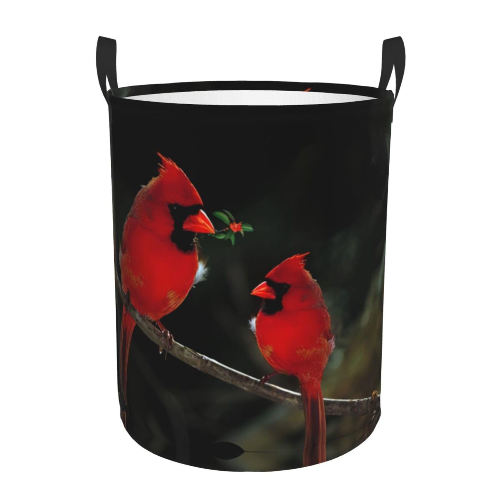M Circular Hamper – Collapsible beautiful red Birds Print Laundry Basket