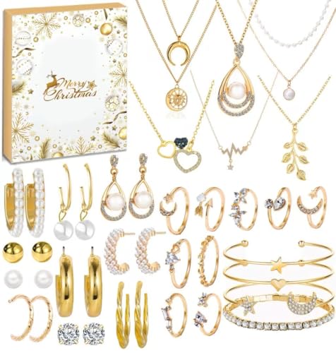 Calendari d-ell'Avvento 2025 Con Gioielli Da Donna,calendario Del Conto Alla Rovescia Di Natale Di 24 Giorni Con Bracciale,Collana, Orecchini, Anello Calendari d-ell'Avvento 2025 Con Gioielli Da Donna,calendario Del Conto Alla Rovescia Di Natale Di 24 Giorni Con Bracciale,Collana, Orecchini, Anello