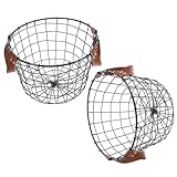 Manipulation facile : sa base renforcée et sa conception ergonomique facilitent le déplacement de votre panier à bûches, que ce soit pour apporter des bûches à votre cheminée intérieure ou pour réorganiser les accessoires de votre chalet extérieur. paniers ronds en métal pour le rangement. bac de rangement rond en métal