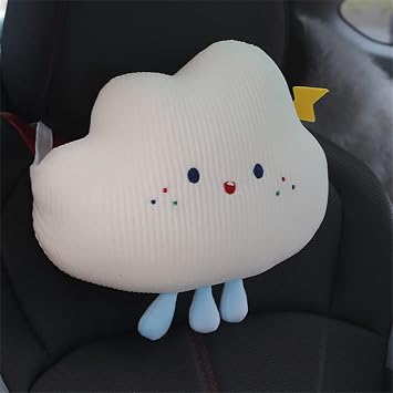 Cartoon Cute car headrests, White Cloud Neck Pillows, Soft and Comfortable car seat Pillows, Travel Pillows, Household Pillows Waist Pillow White Blue 2, Headrest 28/17 cm