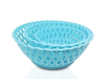 Multipurpose Round Storage Plastic Basket Tray 3pcs for Home, Office, Hotel, Restaurant, Showroom