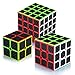 Maomaoyu Cubo Magico Pack, Speed Cube 3x3+2x2+4x4, Cubo de la Velocidad Fibra De Carbono Caja de Regalo de 3 Piezas Set Negro
