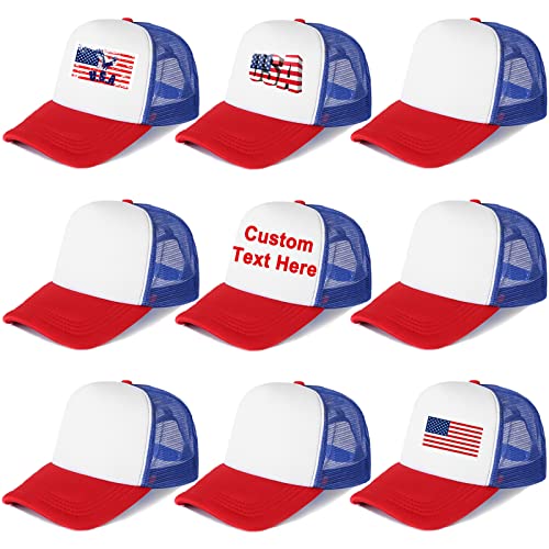 Echolife 9 Pack Trucker Hats Summer Mesh Cap Sublimation Blank Hat Baseball Caps for Adults Kids Youth (9pcs-Red Blue Adults)