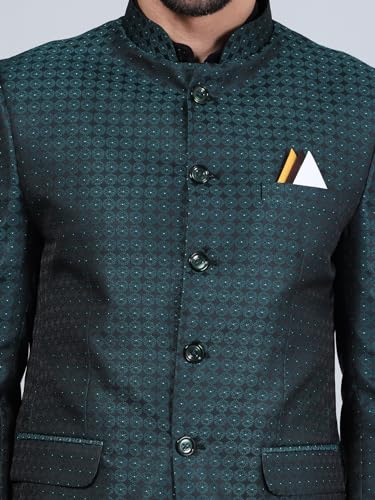 WINTAGE Poly Viscose (by Raymond's Ethnic) Green Bandhgala4