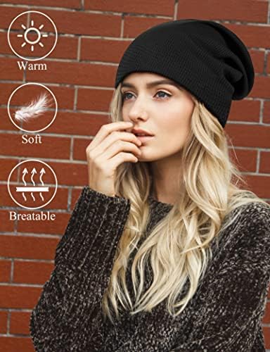 Chapeau Thermique Léger Bonnet Hiver 2Pcs - Bonnet Homme & Femme Slouchy Beanie Jersey Léger Respirant - Unisexe Calotte Crânienne Confort