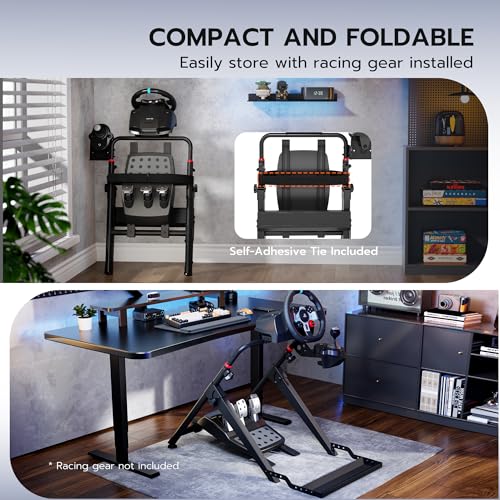 Image of ARES WING Foldable Sim Racing Wheel Stand with Chair Fixing | Formula and GT Racing Simulator Cockpit Compatible with Fanatec, Thrustmaster, Logitech, Moza, Simagic, Gaming Equipment