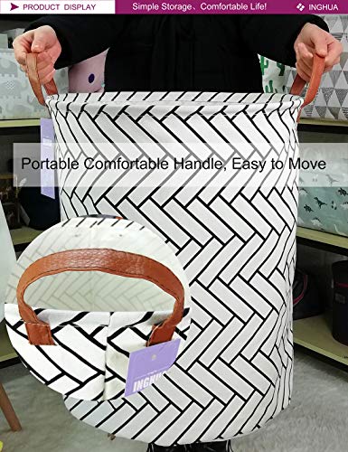 Image of Weave Laundry Hamper Large Canvas Fabric Storage Basket | Organizer Bin Dirty Clothes Collapsible Waterproof for College Dorms, Boys and Girls Bedroom,Bathroom