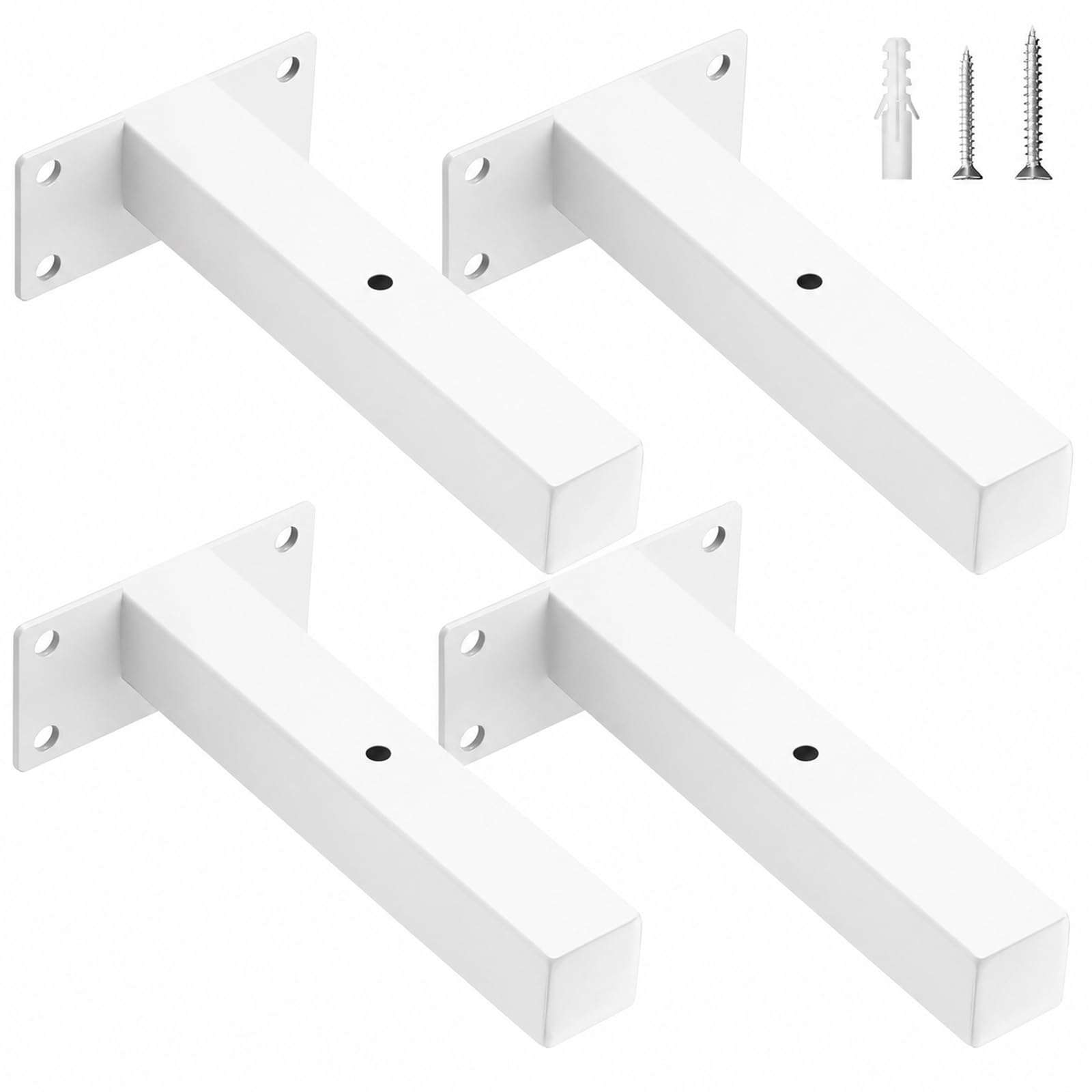 scicent 4 Pack Scaffold Board Shelf Brackets, Mental Shelf Brackets, 50KG Capacity, Hollow Design, Wall Brackets for Shelves (White 15cm) โ image 1
