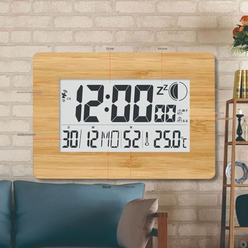 Réveil numérique à piles LCD, affichage température et date pour chambre et bureau