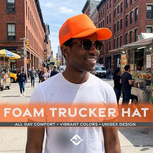 Image of Funky Junque Foam Trucker Hat, Trucker Hats for Women & Men - Blank Adjustable Snapback Mesh Back Baseball Cap