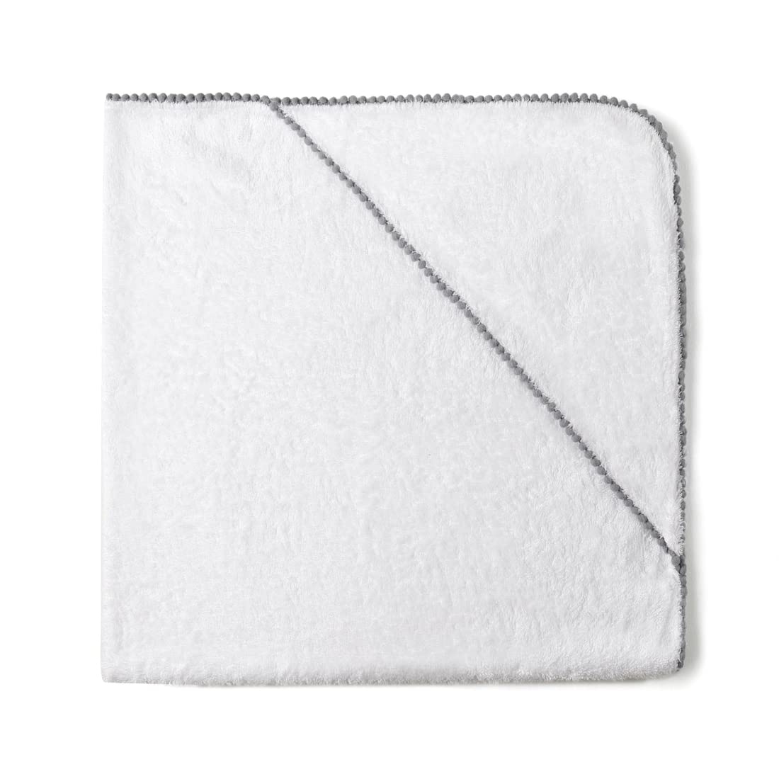 Malabar Baby Luxe Bamboo, Unisex, Baby & Toddler Bath & Beach Towel, Detailed Pom Pom Trim (Grey)