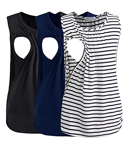 Image of Smallshow Women's Maternity Nursing Tank Tops Breastfeeding Clothes 3-Pack