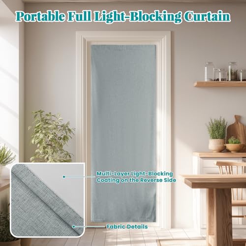 Image of 100% Blackout French Door Curtain- Privacy Thermal Insulated Door Window Curtain for Patio Front Tricia Sidelight Panel, W25 x L72 inch, 1 Panel, Light Grey