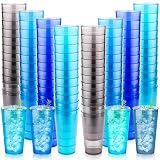 Norme 48 vasos de plástico para restaurante, ligeros, apilables, reutilizables, aptos para lavavajillas, en 4 colores costeros para agua de cocina (16 onzas)