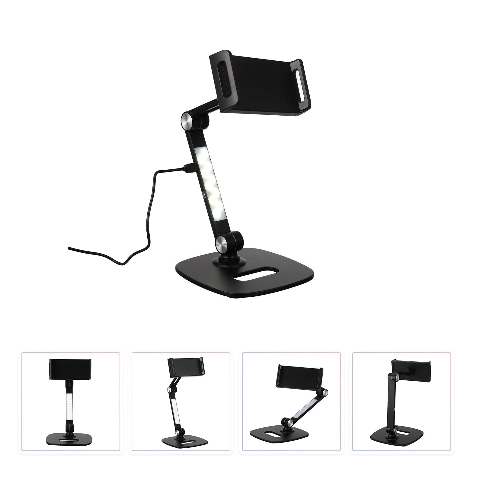 Soporte de Escritorio para Teléfono Móvil Ajustable de Aluminio Negro
