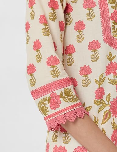 Image of BIBA Floral Women Cotton Straight Printed Kurta