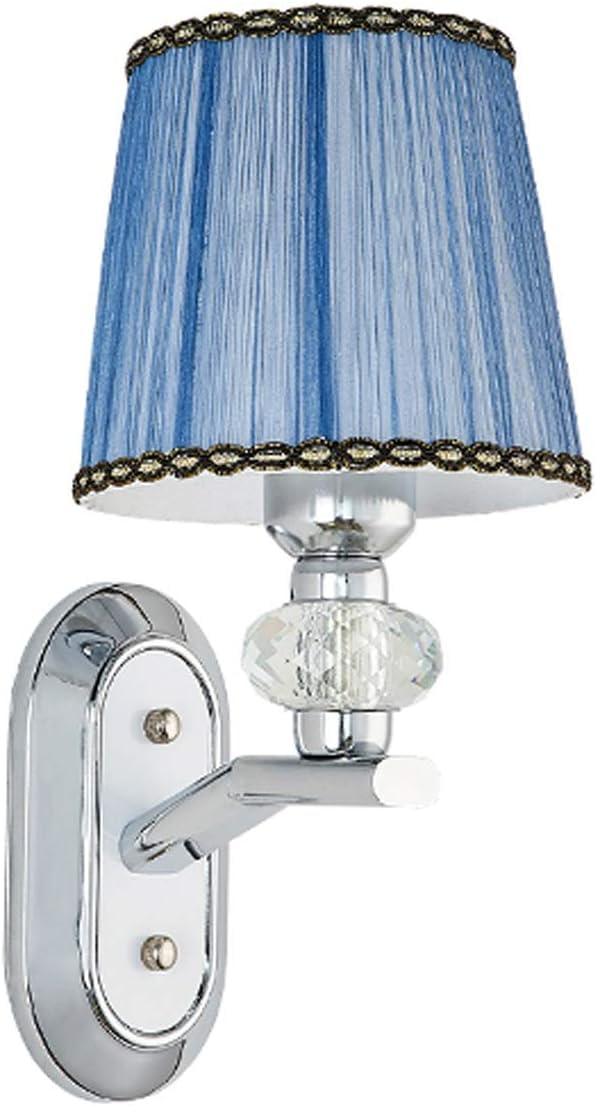 Huayusedf Silver Simple Wall Lamp Living Room Bedroom Bedside Light With Blue Fabric Shade Aisle Sconces, Chandelier(,2Pack)(,2Pack)