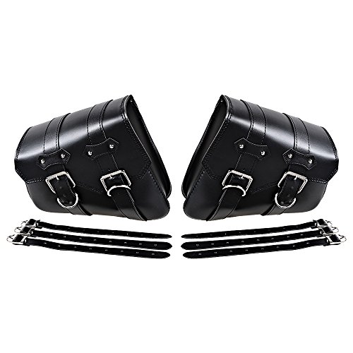 Amope Compatible con Harley Sportster XL883 XL1200 Set Izquierdo y Derecho Alforjas Solo de Cuero PU Negro miniatura 1