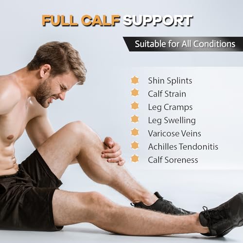 Image of Copper Calf Compression Sleeves for Men Women, Shin Splint Relief, Grip