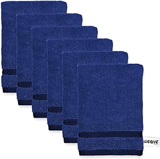 Weave Essentials - 6Pc ultrasoft & absorbent viscose wash gloves set | 15x20cm / 6x8inch | 100% cotton | Ideal as body wash, makeup remover face cloths, face towel | Colour: navy blue