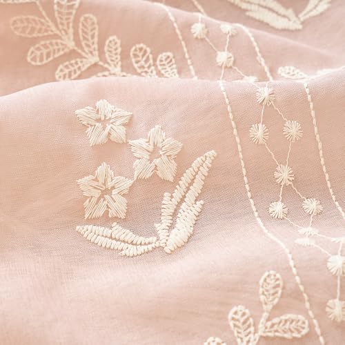 Image of jinchan Floral Sheer Curtains, Back Tab 50x96 Inch, 2 Panels Pink