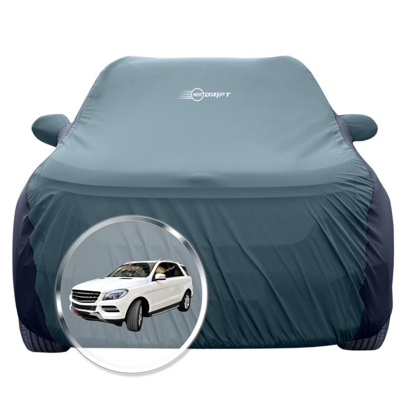 Image of NEODRIFT 'SuperTech' Car Cover for Mercedes M Class (100% Water-Resistant, All Weather Protection, Tailored Fit, Multi-Layered & Breathable Fabric) (Colour: D.Green+Black)