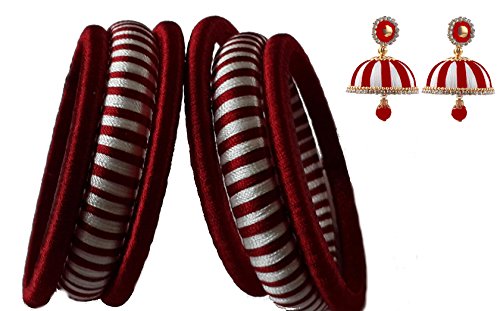 Silk Bangles & Earrings Jhumka (size-2/4)