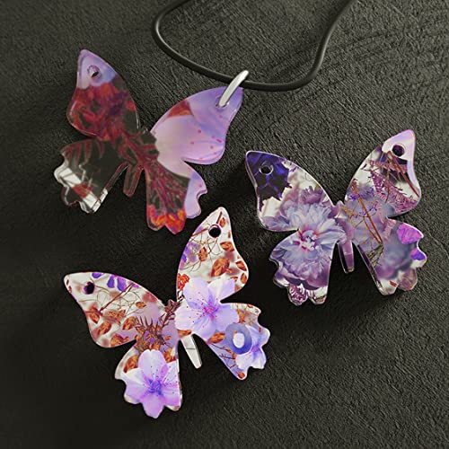 HyzaPhix 2pcs Butterfly Resin Moulds Jewellery Silicone Moulds Earring Epoxy Casting Molds with Holes for DIY Butterflies Earrings Necklace Charm Pendant - Image 2